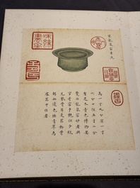 Chinese school: 'Album of Qing dynasty imperial porcelain', Qianlong seal mark, ink and colour on silk, 19/20th C.