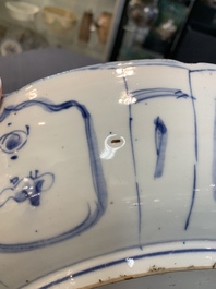 A Chinese blue and white 'kraak' dish with a pheasant and flowers, Wanli