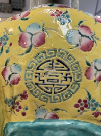 Three Chinese famille rose figures of the star gods and a figure of a lady, 19/20th C.