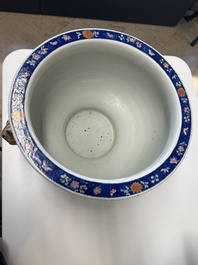 A pair of large Chinese famille verte powder-blue-ground 'landscape' jardini&egrave;res, 19th C.