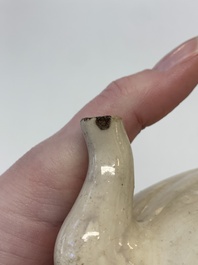 A Chinese Cizhou peach-shaped 'Lian Zhong San Yuan 連仲三元' ewer, Yuan/Ming
