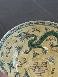 A pair of Chinese famille noire 'dragon' bowls, Wanli mark, 19th C.