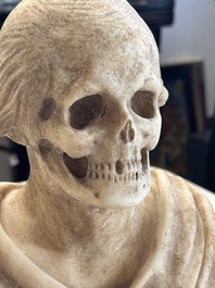 A carved marble 'Vanitas' or 'Memento Mori' bust, Italy, 18th C.