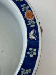A pair of large Chinese famille verte powder-blue-ground 'landscape' jardini&egrave;res, 19th C.