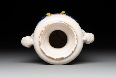 A polychrome two-handled vase, Nevers, 17th C.
