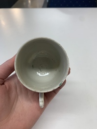 A collection of nine Chinese blue, white and famille rose wares, 18/19th C.