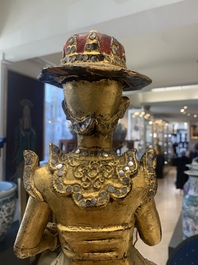 A Burmese gilt-lacquered Nat horse rider, 19/20th C.