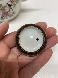 A collection of nine Chinese blue, white and famille rose wares, 18/19th C.