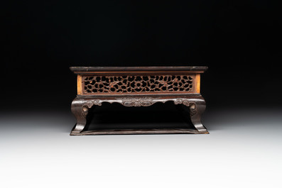 A finely carved Chinese hardwood stand, Qing