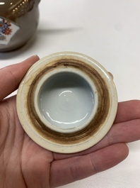 A collection of nine Chinese blue, white and famille rose wares, 18/19th C.
