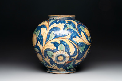 A large polychrome Italian maiolica jar, Caltagirone, 19th C.