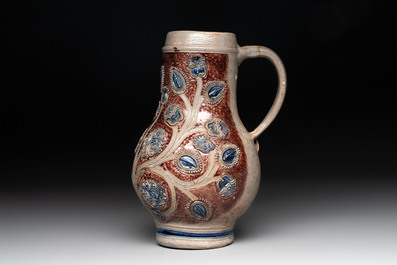A Westerwald stoneware jug, Germany, 17th C.