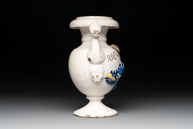 A polychrome two-handled vase, Nevers, 17th C.