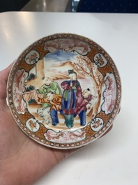 A collection of nine Chinese blue, white and famille rose wares, 18/19th C.