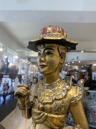 A Burmese gilt-lacquered Nat horse rider, 19/20th C.