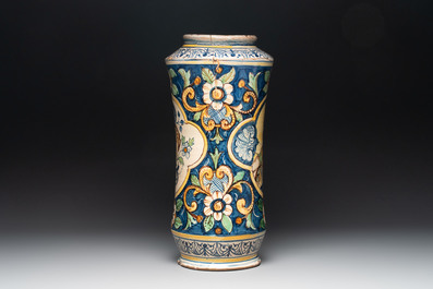 A large polychrome Italian maiolica albarello, Caltagirone, 19th C.
