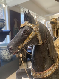A Burmese gilt-lacquered Nat horse rider, 19/20th C.