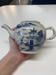 A collection of nine Chinese blue, white and famille rose wares, 18/19th C.