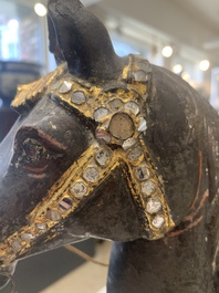A Burmese gilt-lacquered Nat horse rider, 19/20th C.