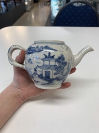 A collection of nine Chinese blue, white and famille rose wares, 18/19th C.