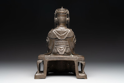 A fine Chinese bronze sculpture figure of Wenchang, Ming