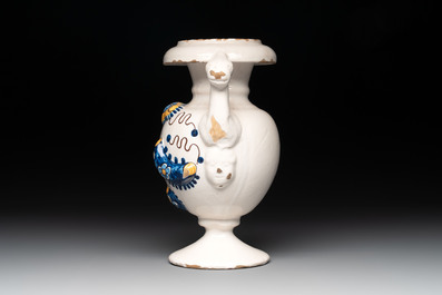 A polychrome two-handled vase, Nevers, 17th C.