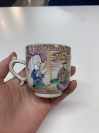 A collection of nine Chinese blue, white and famille rose wares, 18/19th C.