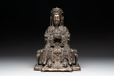 A fine Chinese bronze sculpture figure of Wenchang, Ming