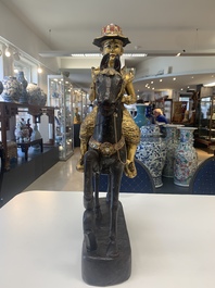 A Burmese gilt-lacquered Nat horse rider, 19/20th C.