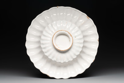 A polychrome lobed 'floral' dish, Nevers, 17th C.