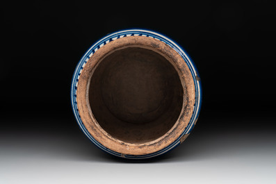 A blue and white Italian albarello, Faenza, 2nd half 16th C.