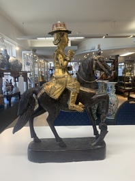A Burmese gilt-lacquered Nat horse rider, 19/20th C.