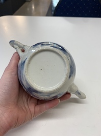 A collection of nine Chinese blue, white and famille rose wares, 18/19th C.