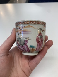 A collection of nine Chinese blue, white and famille rose wares, 18/19th C.