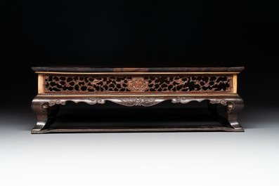 A finely carved Chinese hardwood stand, Qing