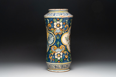 A large polychrome Italian maiolica albarello, Caltagirone, 19th C.