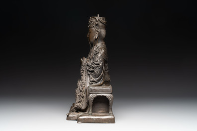A fine Chinese bronze sculpture figure of Wenchang, Ming