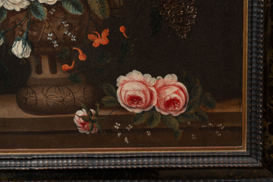 A. v. Wijk (Dutch school): 'Still life with flowers', oil on canvas, 17th C.