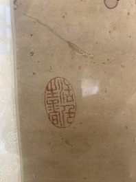Chinese school: 'Four works with birds and insects near blossoming branches', ink and colour on paper, Republic