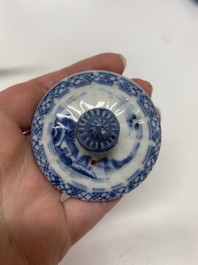 A collection of nine Chinese blue, white and famille rose wares, 18/19th C.