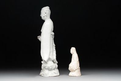 A Chinese Dehua blanc de Chine  'Kuixing' group and a Guanyin, 19th C.