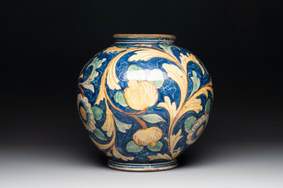 A large polychrome Italian maiolica jar, Caltagirone, 19th C.