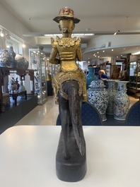 A Burmese gilt-lacquered Nat horse rider, 19/20th C.