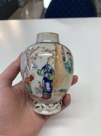A collection of nine Chinese blue, white and famille rose wares, 18/19th C.