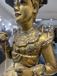 A Burmese gilt-lacquered Nat horse rider, 19/20th C.