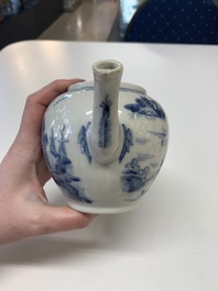 A collection of nine Chinese blue, white and famille rose wares, 18/19th C.