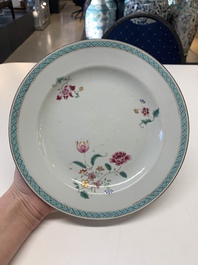 A collection of nine Chinese blue, white and famille rose wares, 18/19th C.