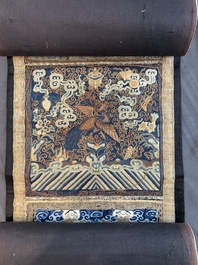 Ten Chinese gold-thread-embroidered silk rank badges, 19th C.