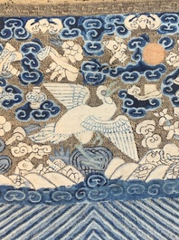 Ten Chinese gold-thread-embroidered silk rank badges, 19th C.