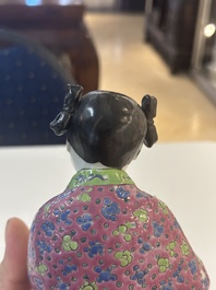 Four Chinese famille rose figures, Ge Yi Tai 戈益泰 mark, 19/20th C.